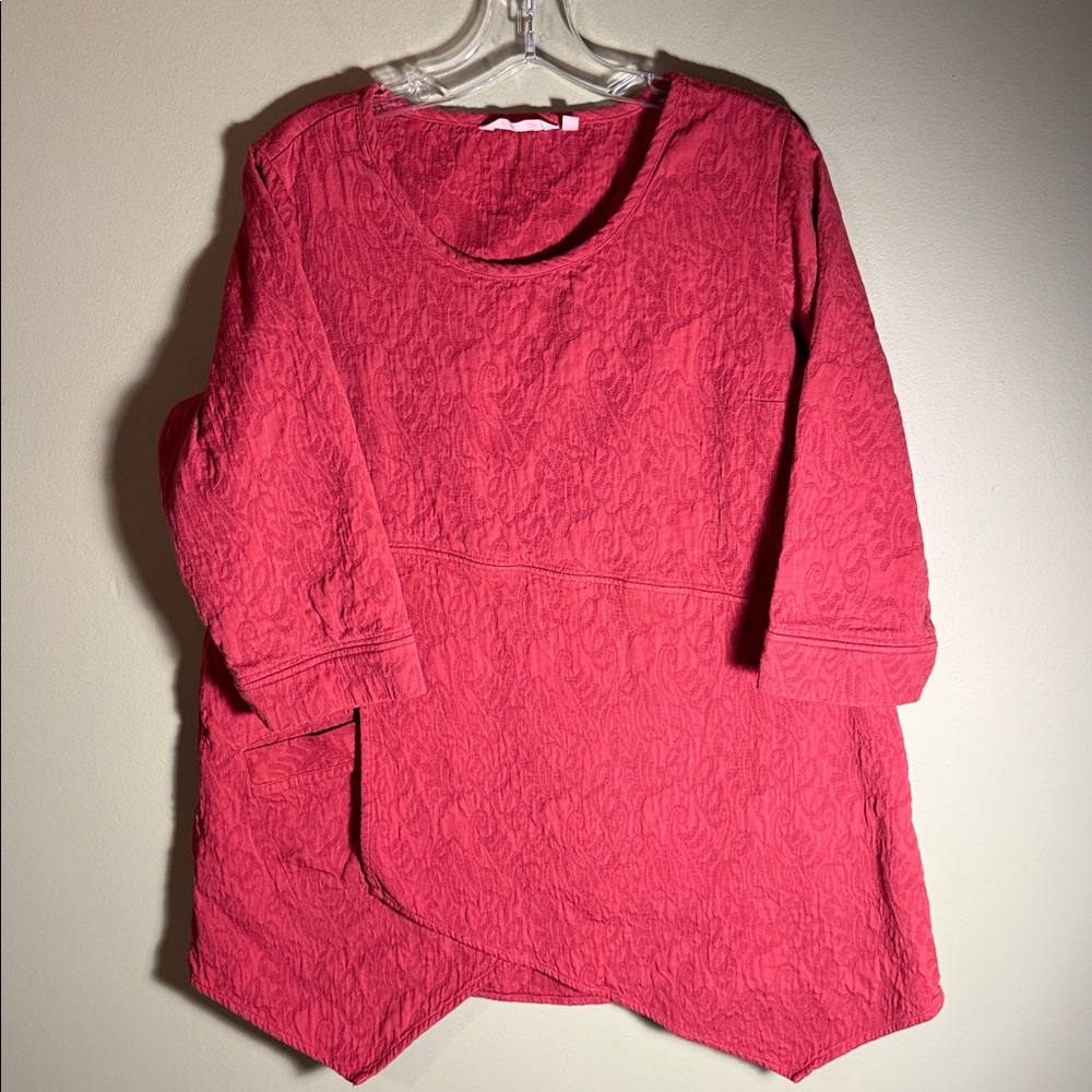 Soft Surroundings Rosabella Tunic Handkerchief Hem Jacquard pattern Large